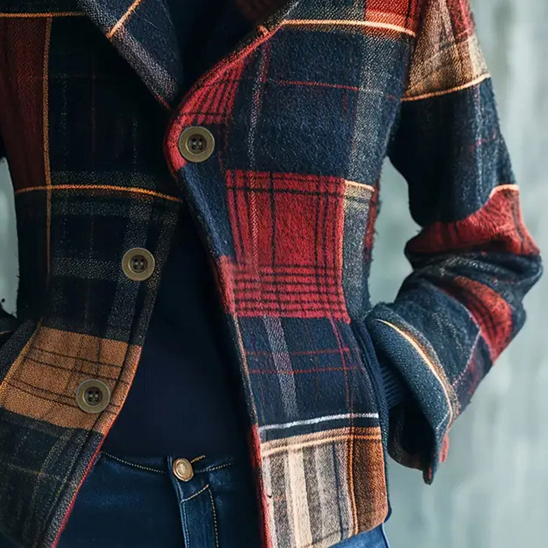 Vintage Women's Blazer With Stand Collar & Single Row Buttons Tailored Jacket For Autumn Winter Casual And Office Wear