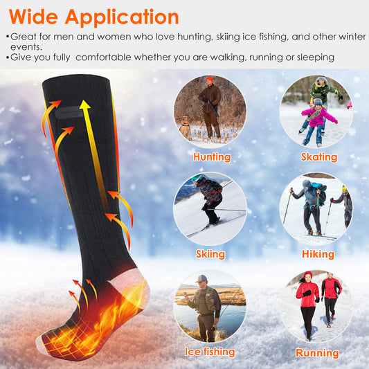 1Pair Electric Heated Socks For Men Women Battery Powered Heated Socks Rechargeable Feet Warmer With 4 Temperature Levels Indoor Outdoor Machine Washable