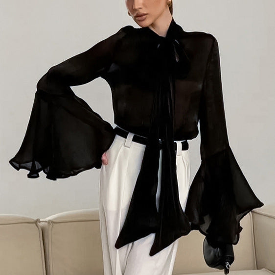 French Gentle Wind Floating Lead Flared Sleeves Long Sleeves