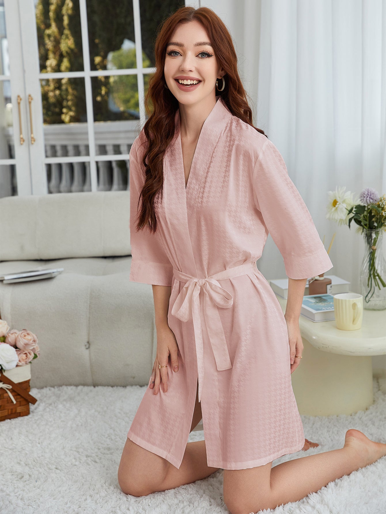Lightweight Herringbone Knit Bathrobe, Spa And Bridesmaid Dress-style Nightgown Sets, Suitable For Women - Dries Quickly And Is Soft And Comfortable