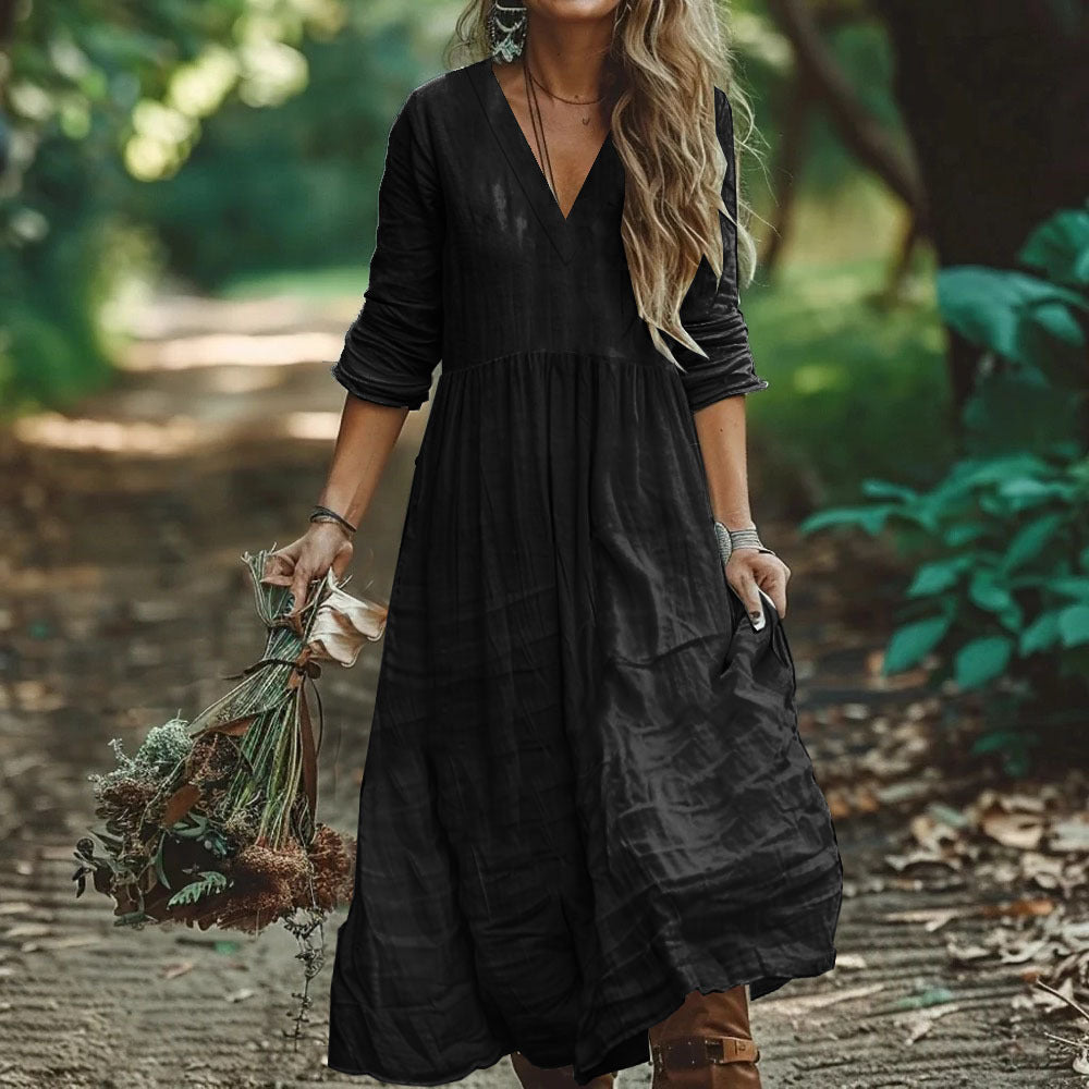 Bohemian Holiday Cotton And Linen Style Dress