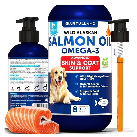Salmon Oil For Dogs 3 For Dogs 8 FL OZ Wild Alaskan Salmon Fish Oil