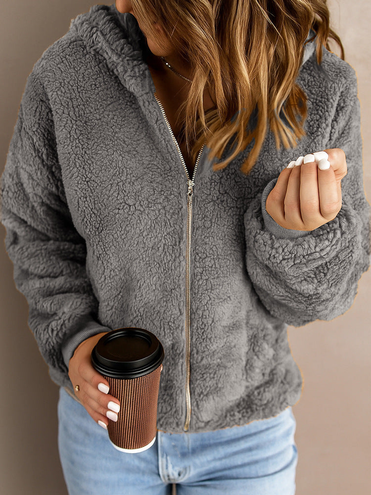 Women's Casual Hooded Long Sleeve Pullover Plush Coat