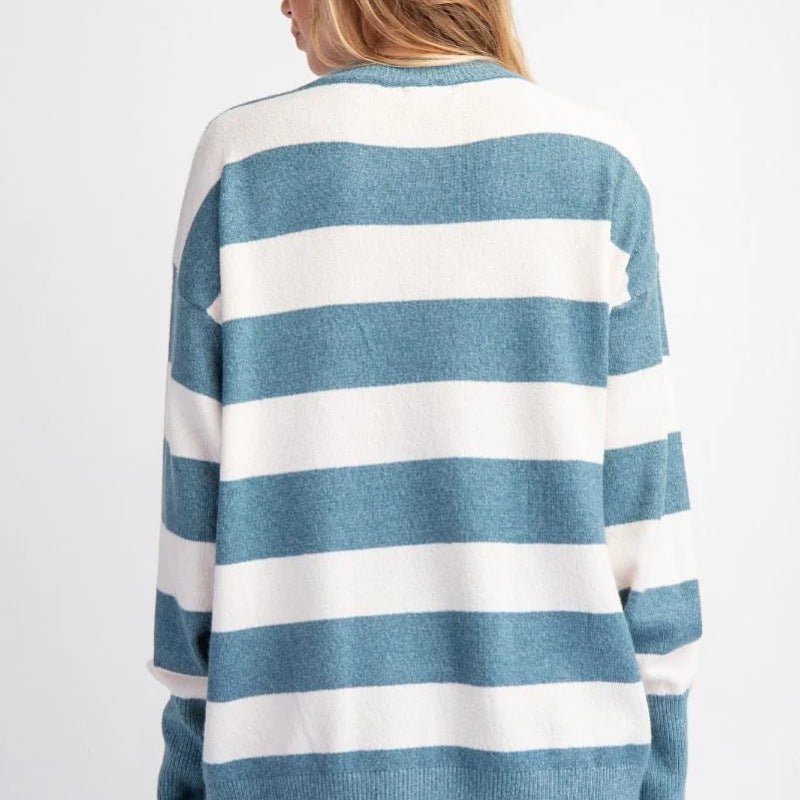 Women's Round Neck Pullover Long Sleeve Bowknot Sweater