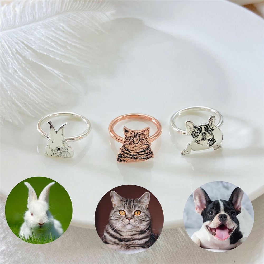 Pet Photo Custom Silver Ring
