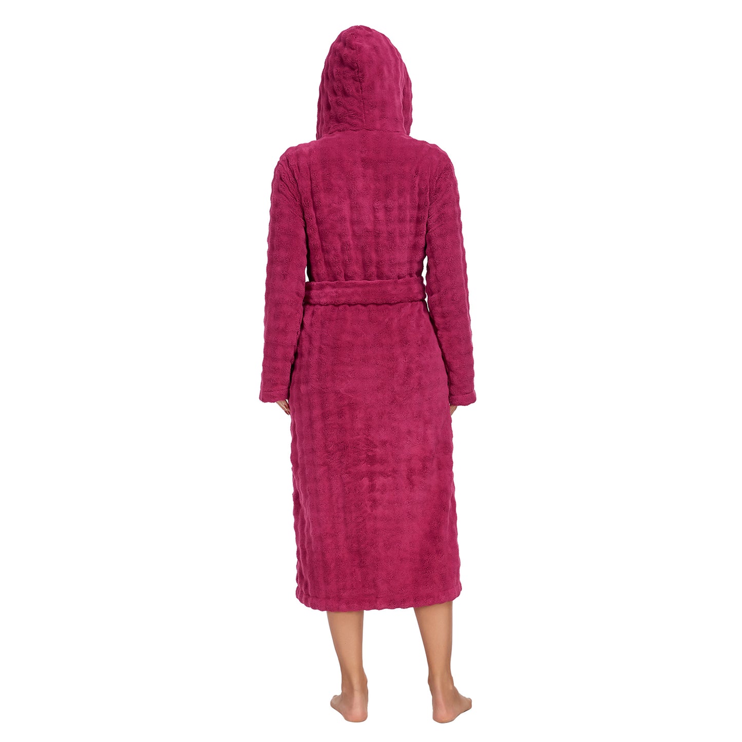 RONGTAI Luxury Plush Absorbency Robe For Women Extra Long Fleece Bathrobe With Hood & Pockets Warm Terry Cloth Loungewear