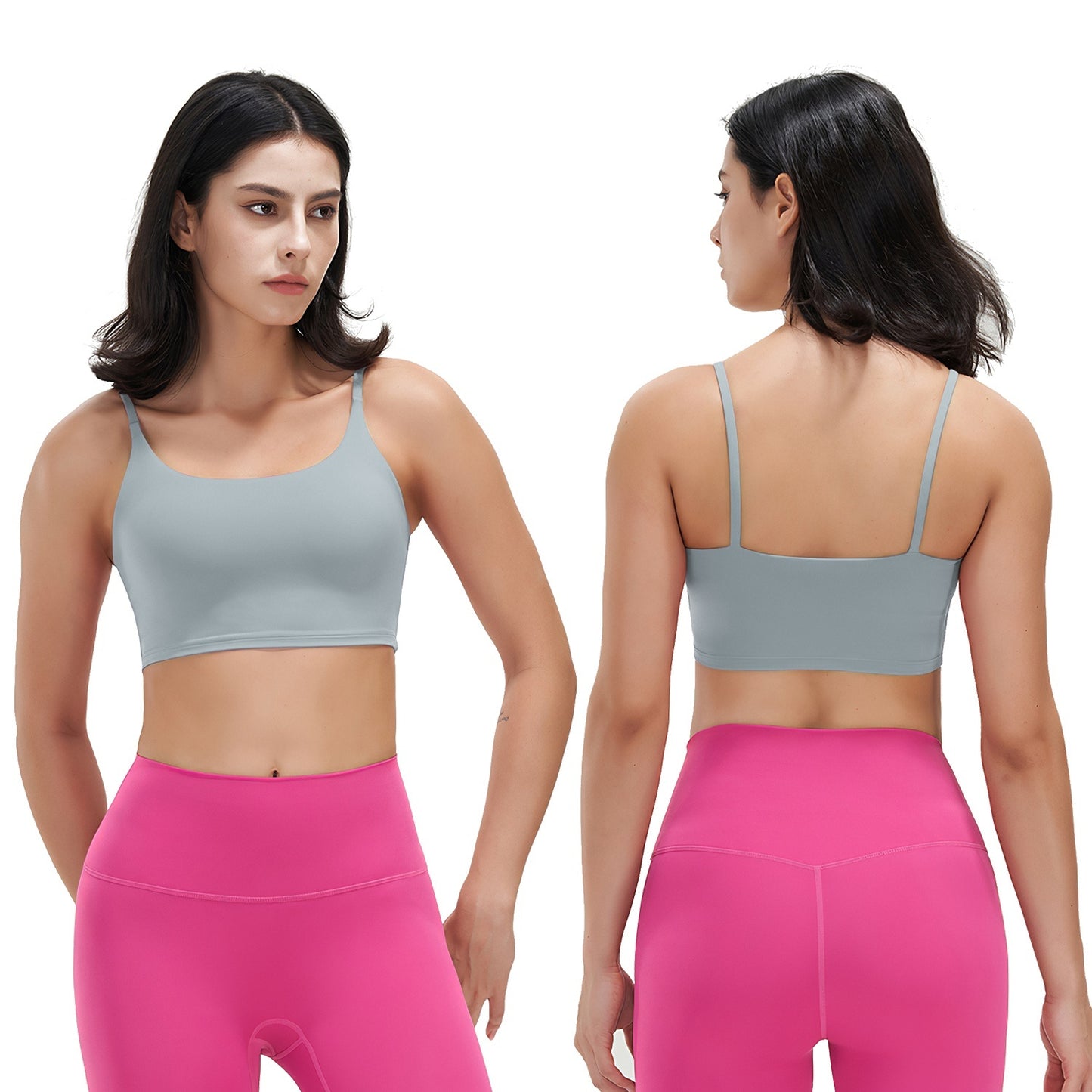 1Pc Women Strap Sport Bras Padded Strappy Crop Square Neck Low Impact Bras Sexy Fitness Tank Tops With Removable Pads Flat Straps For Gym Yoga Workout Running