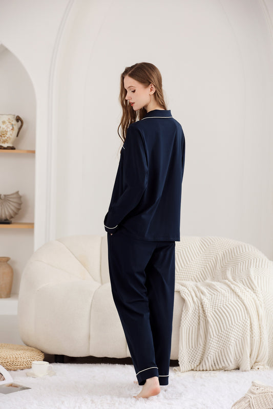 RONGTAI Cotton Womens Pajama Sets Comfy Fall Winter Pajama Set Long Sleeve Sleepwear 2 Pcs Pjs Nightwear S-XXL