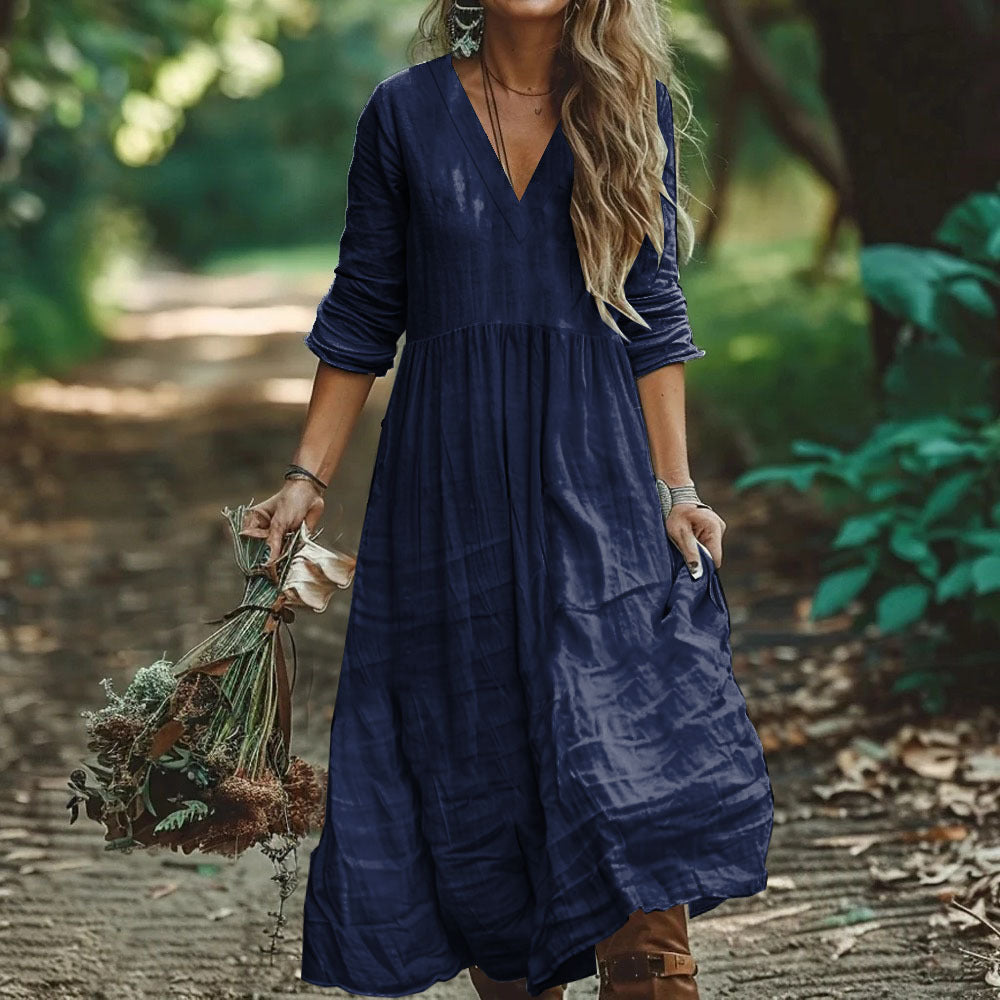 Bohemian Holiday Cotton And Linen Style Dress