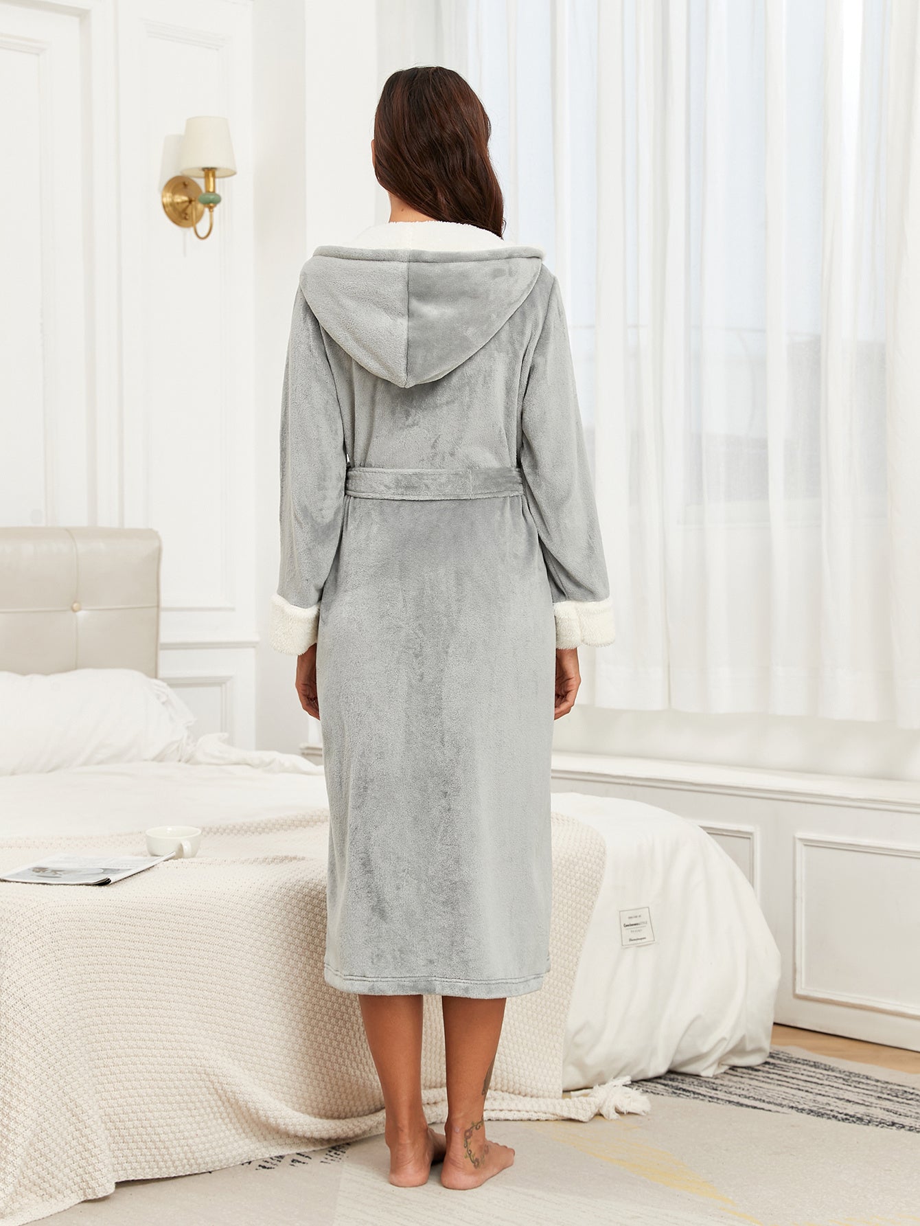 RONGTAI Ladies Long Fleece Bathrobe