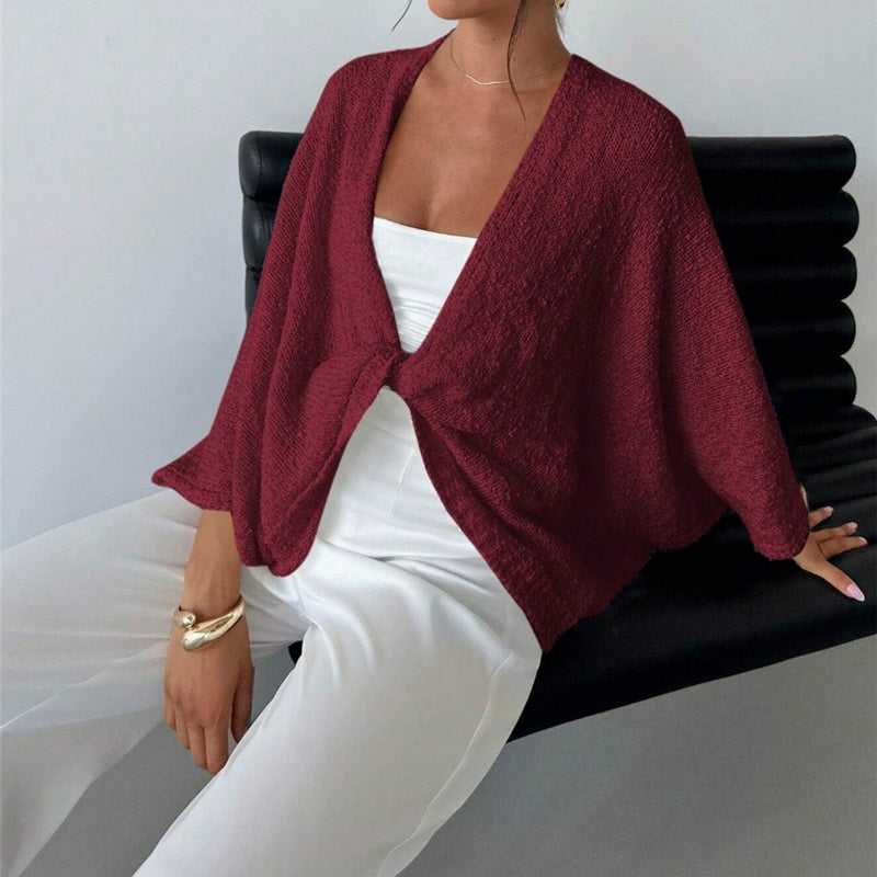 Women's Criss Cross Front Knit Sweater Long Sleeve Pullover, Loose Fit Twisted Design Fall Top