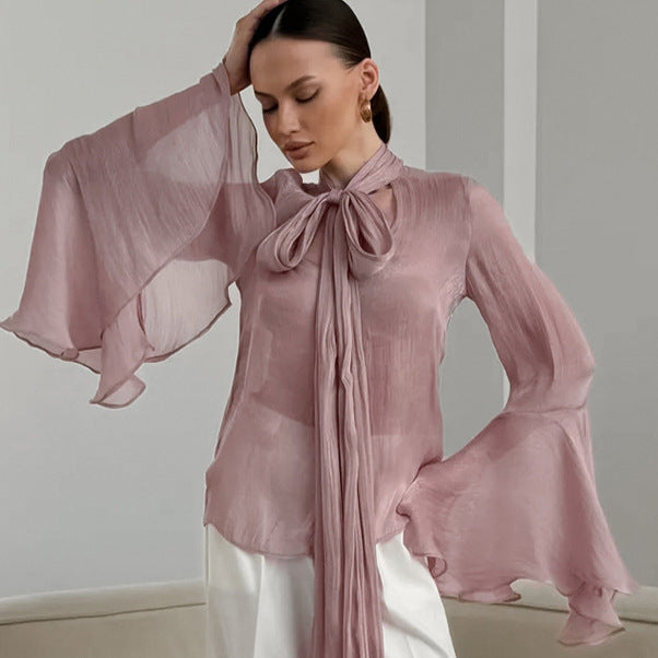 French Gentle Wind Floating Lead Flared Sleeves Long Sleeves