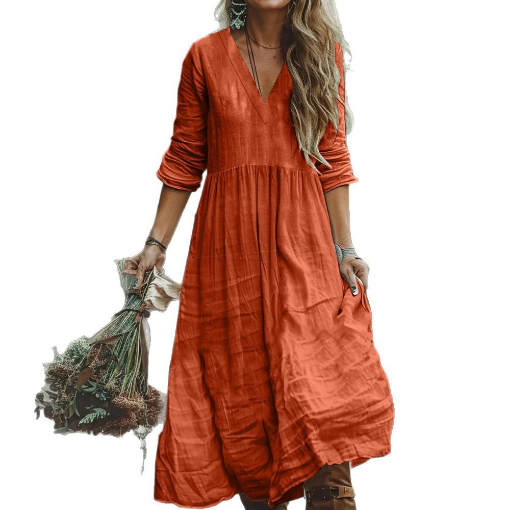 Bohemian Holiday Cotton And Linen Style Dress