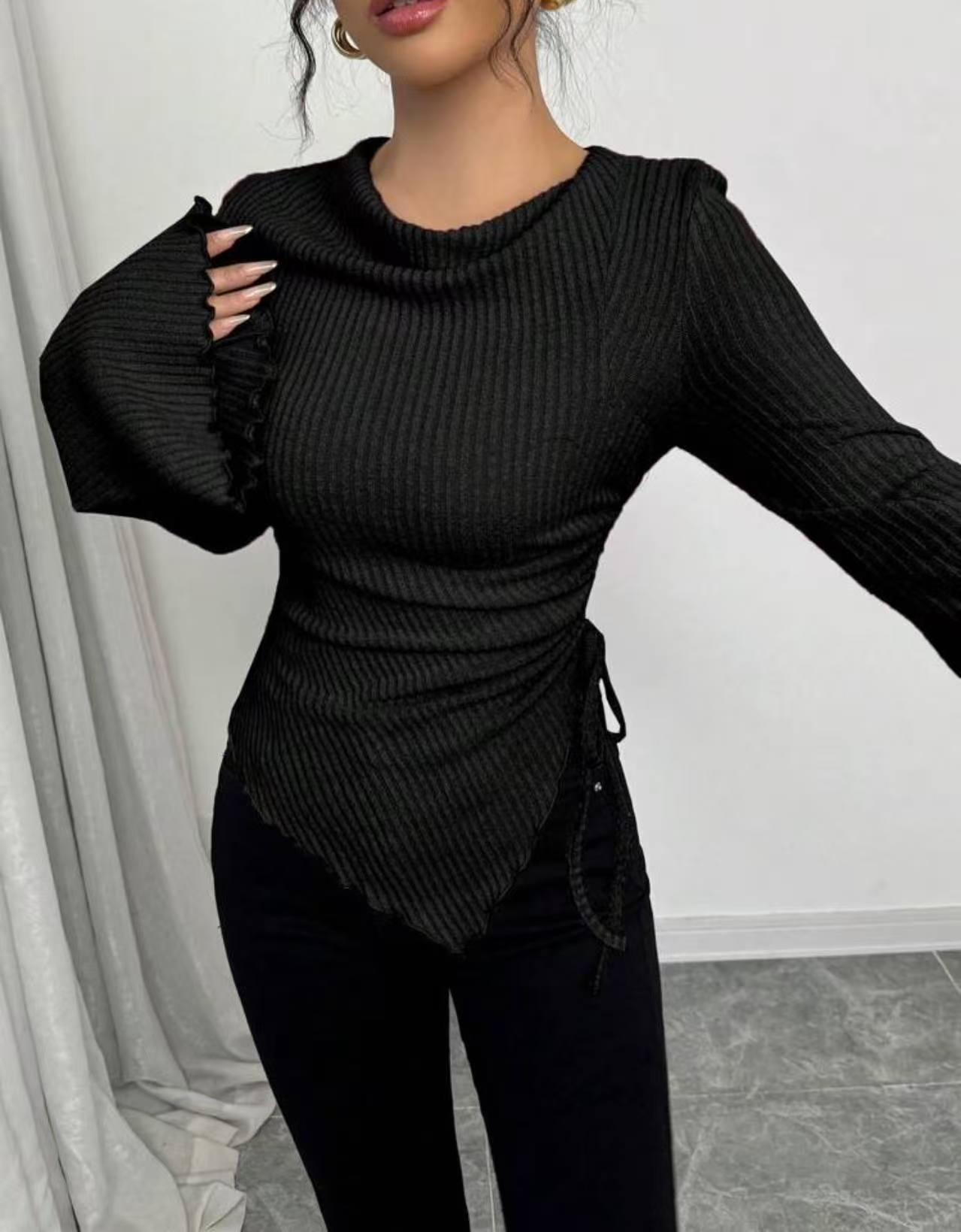 Design Sense Rope Slim Pullover Women