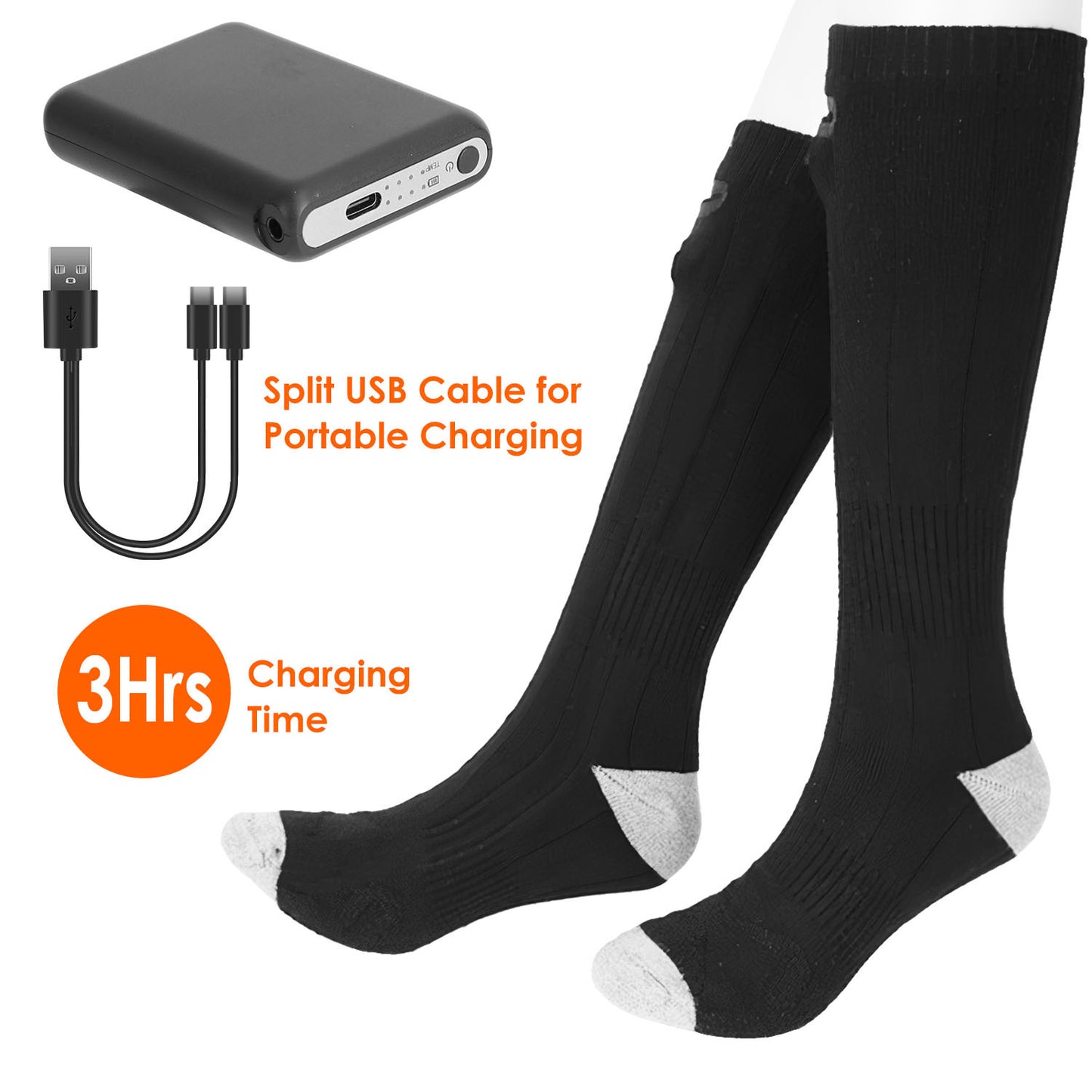 1Pair  Electric Heated Socks For Men Women Battery Powered Heated Socks Rechargeable Feet Warmer With 4 Temperature Levels Indoor Outdoor Machine Washable
