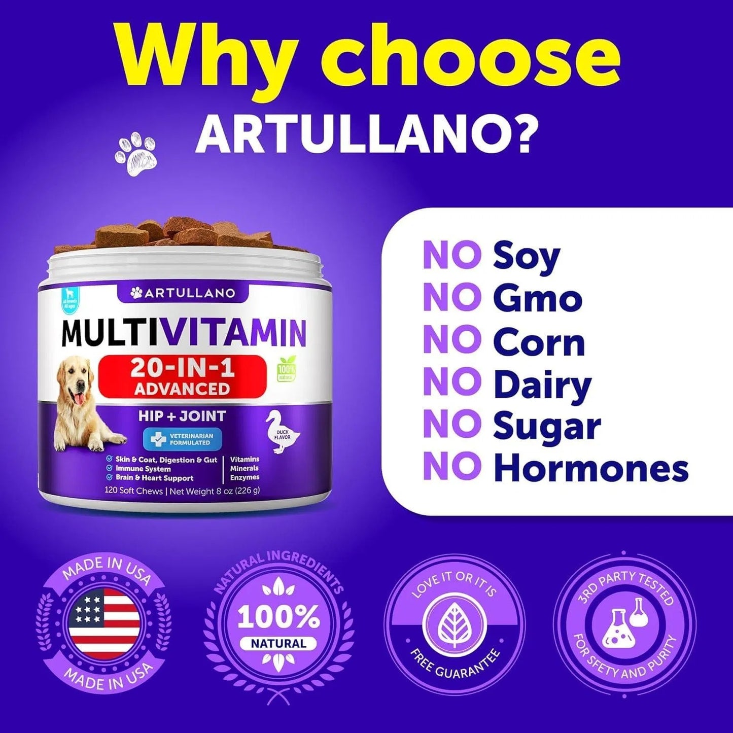Do Not Sell On Amazon Dog Multivitamin Chewable With Glucosamine 20 In 1 Dog Vitamins And Supplements Senior & Puppy Multivitamin For Dogs Pet Joint Support Health Immunity Mobility Gut Skin 120 Chews