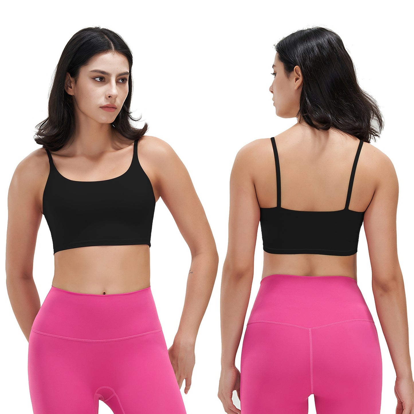 1Pc Women Strap Sport Bras Padded Strappy Crop Square Neck Low Impact Bras Sexy Fitness Tank Tops With Removable Pads Flat Straps For Gym Yoga Workout Running