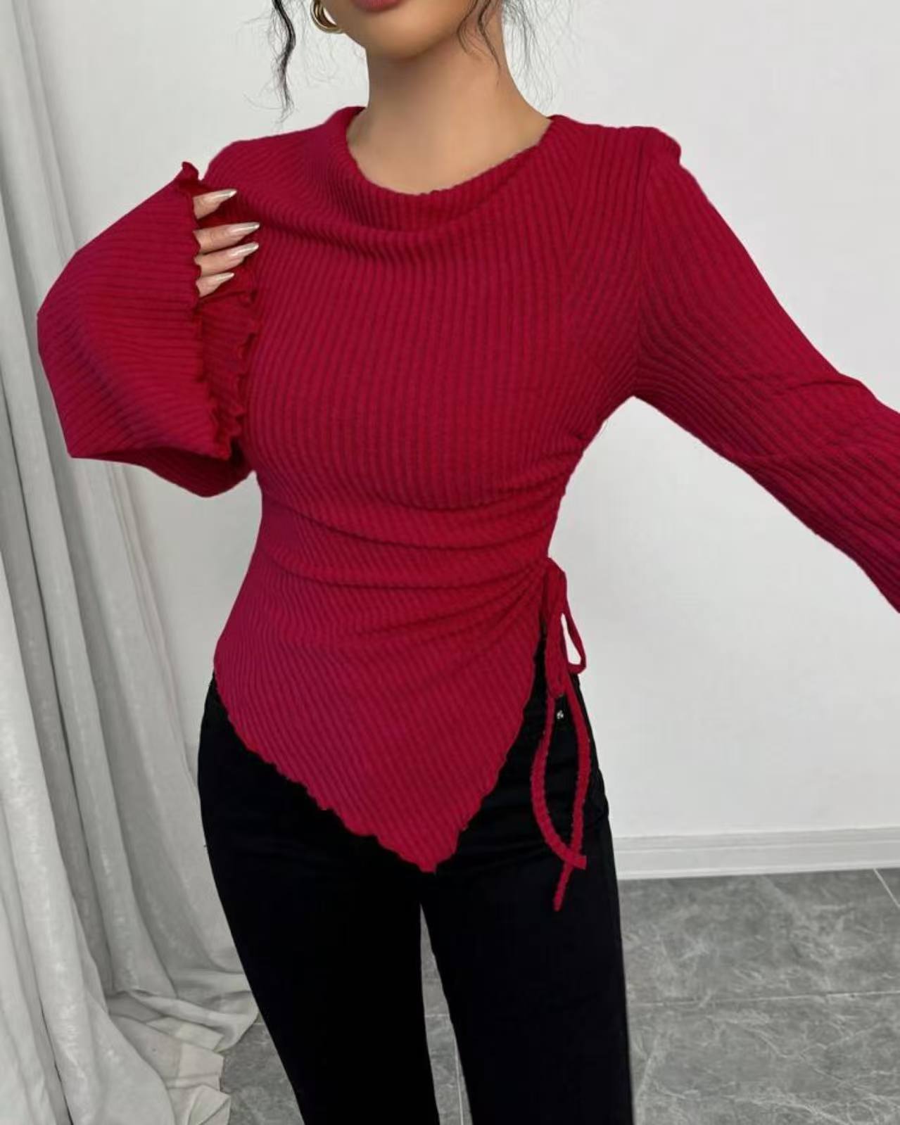 Design Sense Rope Slim Pullover Women