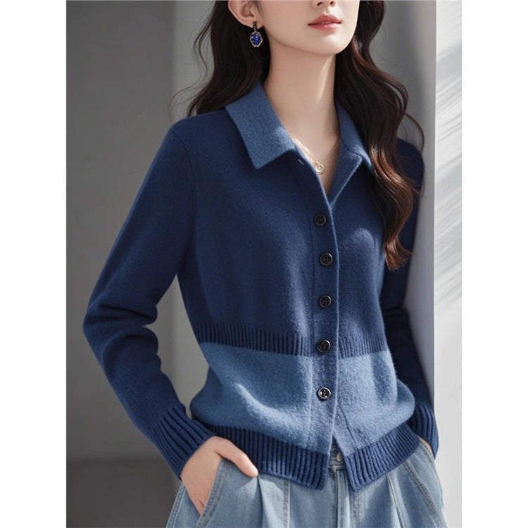 Fashionable Stylish Minority All-match Idle Style Blue Sweater