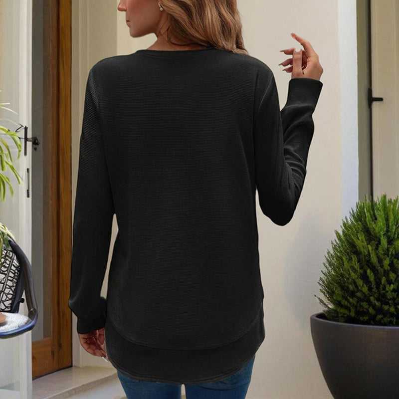 Women's Elegant Solid Color Long Sleeve Crewneck Sweatshirt, Casual Basic Pullover Top For Spring And Fall