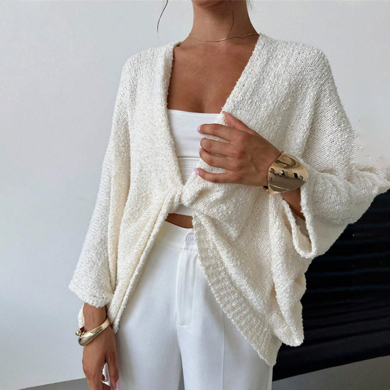 Women's Criss Cross Front Knit Sweater Long Sleeve Pullover, Loose Fit Twisted Design Fall Top