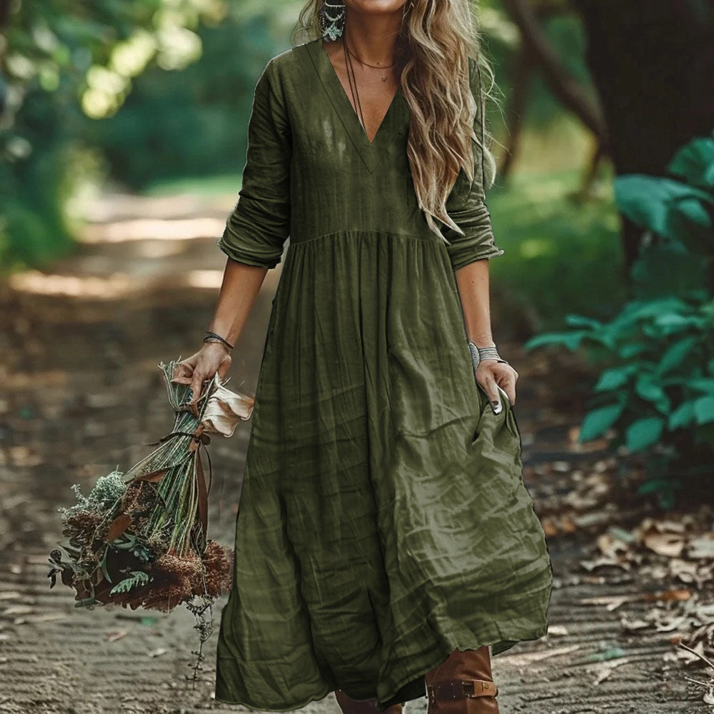 Bohemian Holiday Cotton And Linen Style Dress