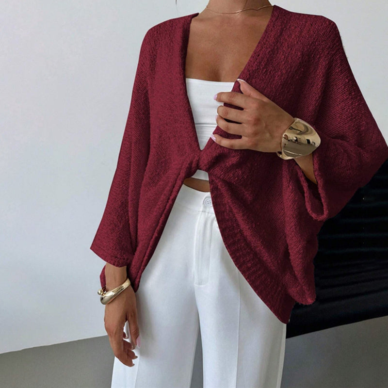 Women's Criss Cross Front Knit Sweater Long Sleeve Pullover, Loose Fit Twisted Design Fall Top