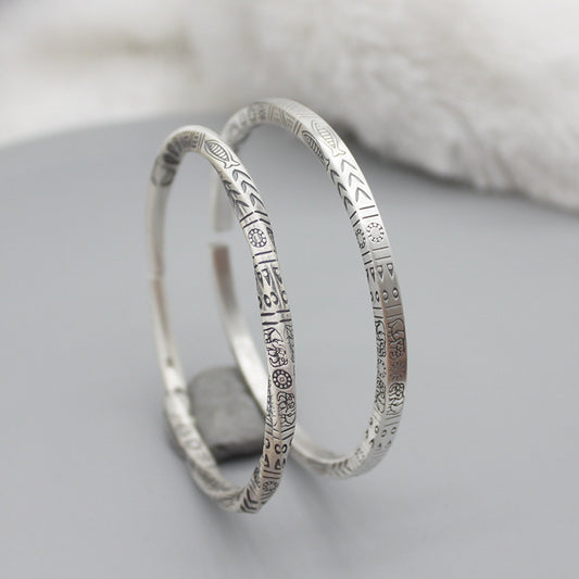 Men's And Women's Retro Totem Ethnic Style Silver Bracelet